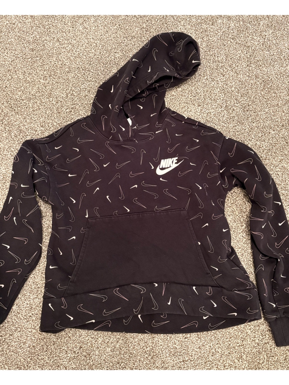 Nike Black Hoodie with White Swoosh Accents